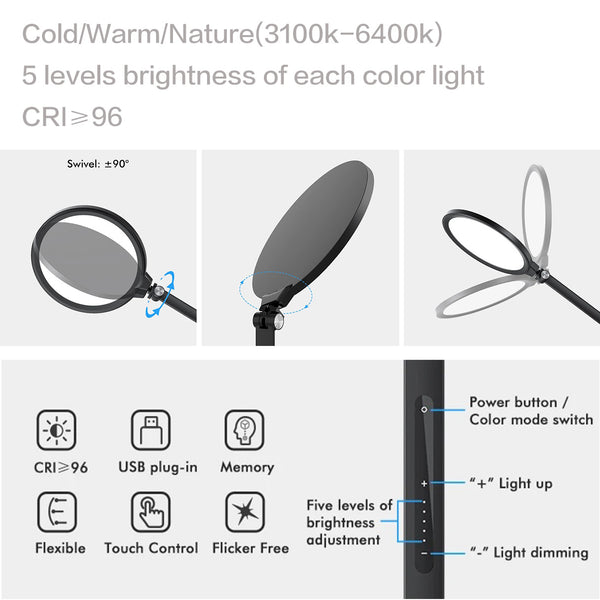 Thingy Club 360 Swivel Monitor and Laptop Arm VESA Mount with LED Lamp for Working Gaming, Desktop Computer Laptop Arm Stand