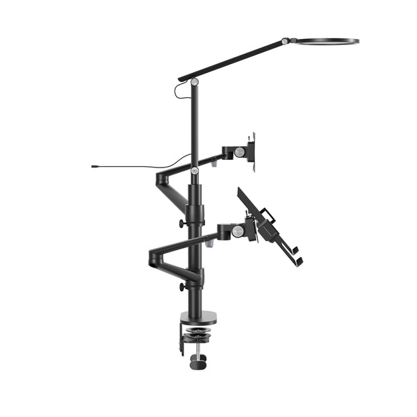 Thingy Club 360 Swivel Monitor and Laptop Arm VESA Mount with LED Lamp for Working Gaming, Desktop Computer Laptop Arm Stand