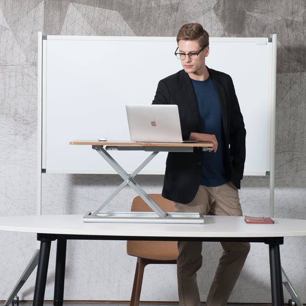 ThingyClub Standing Desk Converter Height Adjustable Sit to Stand fits Laptop and Monitor, 765 x 51 mm working surface, 55~430mm Adjust Height, Load up to 11.3 KG (ID-30))