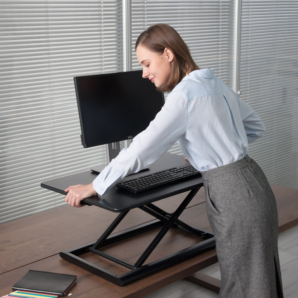 ThingyClub Standing Desk Converter Height Adjustable Sit to Stand fits Laptop and Monitor, 765 x 51 mm working surface, 55~430mm Adjust Height, Load up to 11.3 KG (ID-30))