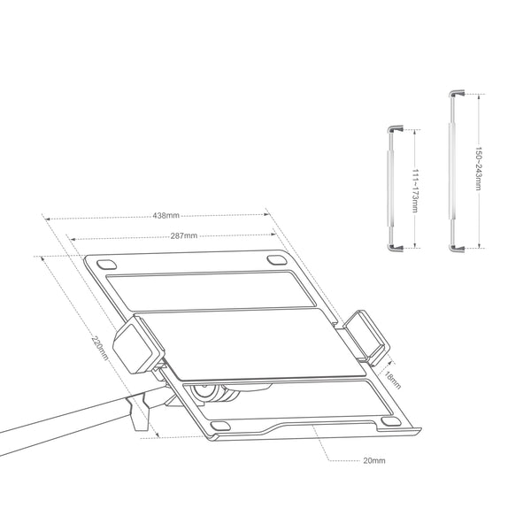 Thingy Club 2 in1 Dual Arm Tablet & Laptop Mount, Height Adjustable Desk Mount Stand for up to 7''-13'' tablet and 12-17 inch Laptop, Extra VESA Adopter up to 27'' monitor
