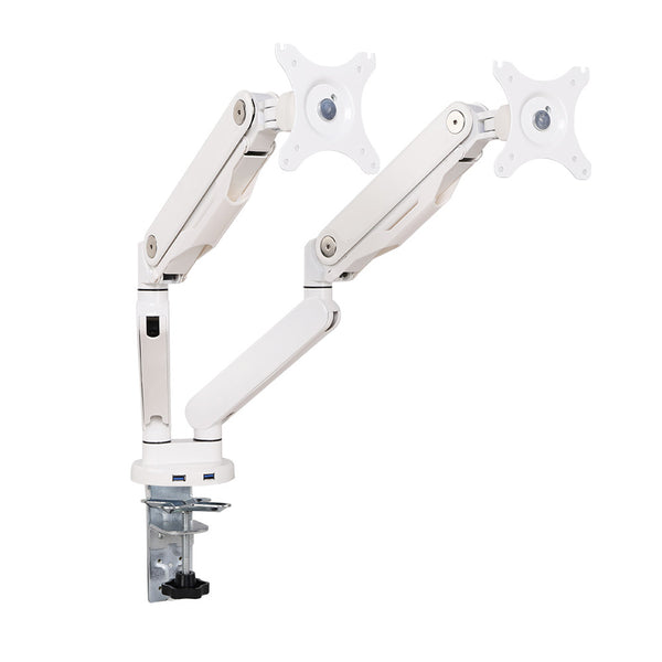 THINGYCLUB WHITE ADJUSTABLE DUAL ARM DESK MOUNT BRACKET