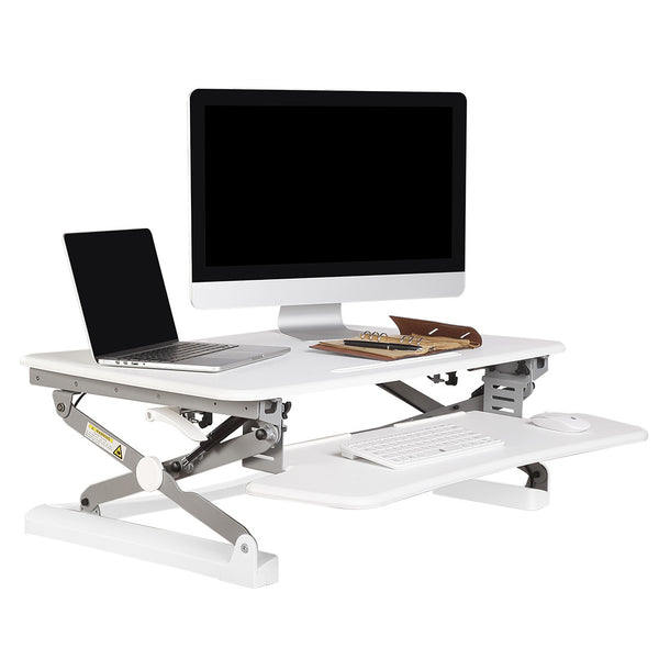 ThingyClub Sit Stand Gas Spring Adjustable Desk (White)-Top Workstation