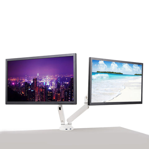 THINGYCLUB WHITE ADJUSTABLE DUAL ARM DESK MOUNT BRACKET