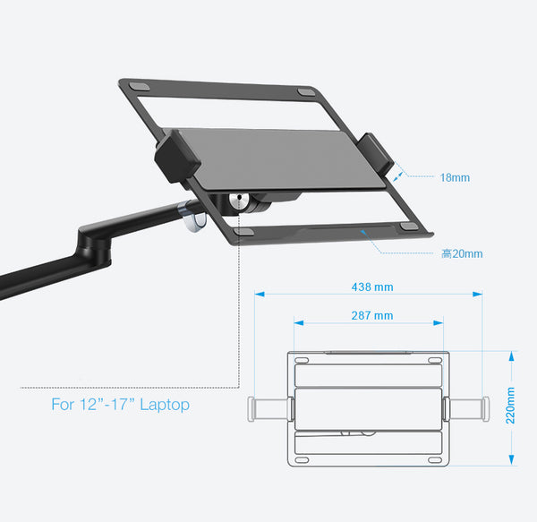 Thingy Club 3 in 1 360º Rotating Height Adjustable Laptop Stand/Ipad Pro 12.9"/iPAD Air/iPAD mini/other 4'-14' Tablet and Smartphone - Bed floor Stand for Laptop