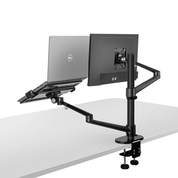 Thingy Club Dual Arm Monitor & Laptop Mount, Desk Mount Stand for up to 30 inch Computer Screen and 12-17 inch Laptop (REFURBISHED)