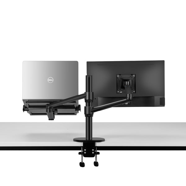 Thingy Club Dual Arm Monitor & Laptop Mount, Desk Mount Stand for up to 30 inch Computer Screen and 12-17 inch Laptop (REFURBISHED)