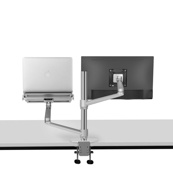 Thingy Club Dual Arm Monitor & Laptop Mount, Desk Mount Stand for up to 32 inch Computer Screen and 12-17 inch Laptop
