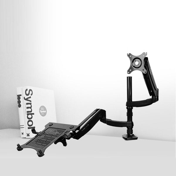 ADJUSTABLE Laptop & Monitor Dual Arm DESK MOUNT BRACKET(REFURBISHED)
