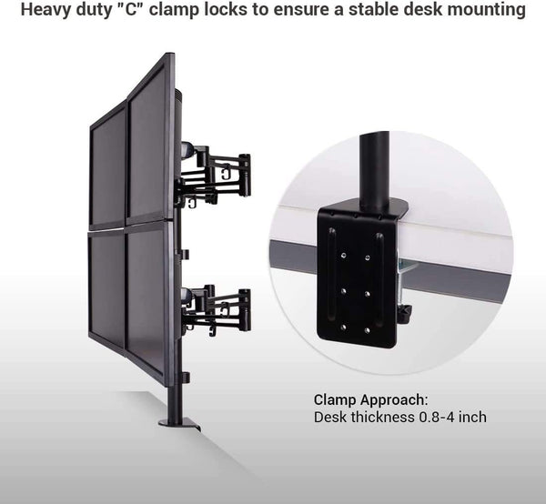 ThingyClub® Adjustable Aluminium Universal Full Motion Desk Mount Arm Stand Bracket (QUADRUPLE MONITOR ARM)