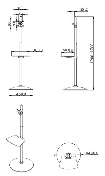ThingyClub Tall Single LCD Computer Monitor Free-Standing Adjustable Desk Stand for One Screen 17" to 32"