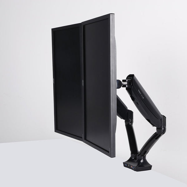 GS - Functional Adjustable Articulating Swivel Computer Monitor Arm Desktop Mount Stand Workstation Support Holder (Dual Arms for Monitors- with USB port)
