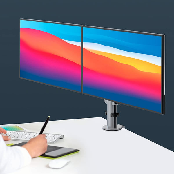 Thingy Club Monitor Desk Mount Bracket stand Arm for 10"-30" LCD LED Screens, Max VESA 100x100mm up to 8kg(17.6lbs) Weight Capacity (Dual Long Arm-New)