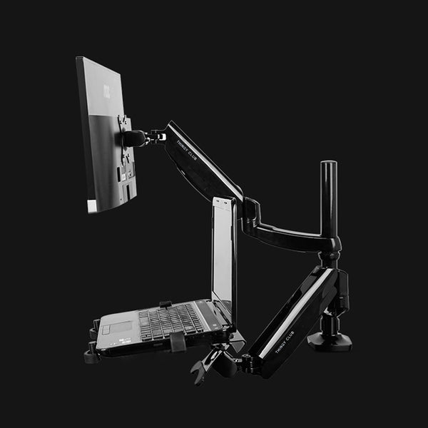 ADJUSTABLE Laptop & Monitor Dual Arm DESK MOUNT BRACKET