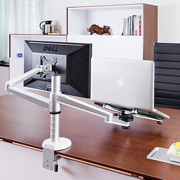 Adjustable Laptop & Monitor Dual Desk Mount Bracket (REFURBISHED)