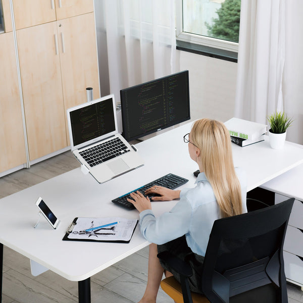 Thingy Club Dual Arm Monitor & Laptop Mount, Desk Mount Stand for up to 30 inch Computer Screen and 12-17 inch Laptop (REFURBISHED)