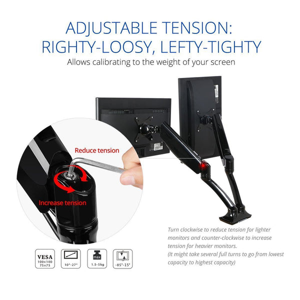 GS - Functional Adjustable Articulating Swivel Computer Monitor Arm Desktop Mount Stand Workstation Support Holder (Dual Arms for Monitors- with USB port)