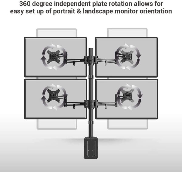 ThingyClub® Adjustable Aluminium Universal Full Motion Desk Mount Arm Stand Bracket (QUADRUPLE MONITOR ARM)