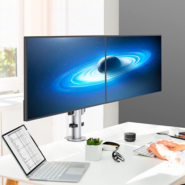 Thingy Club Monitor Desk Mount Bracket stand Arm for 10"-30" LCD LED Screens, Max VESA 100x100mm up to 8kg(17.6lbs) Weight Capacity (Dual Long Arm-New)