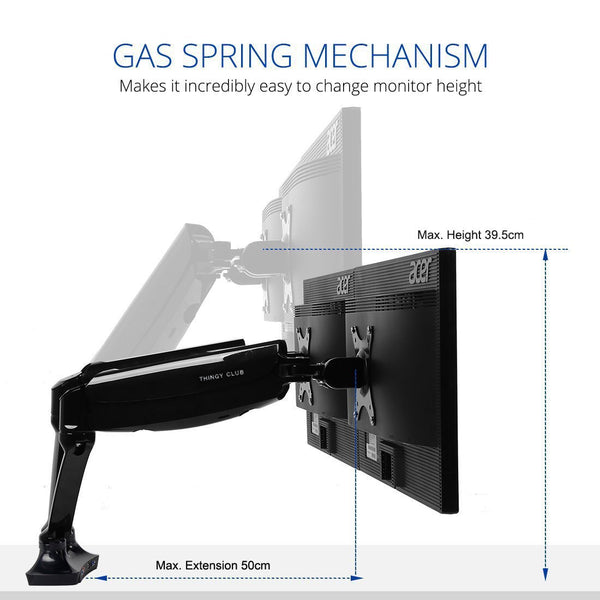GS - Functional Adjustable Articulating Swivel Computer Monitor Arm Desktop Mount Stand Workstation Support Holder (Dual Arms for Monitors- with USB port)