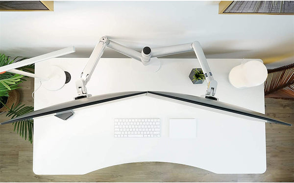 ThingyClub Dual Arm Laptop and Monitor Stand – Single Height Adjustable Gas Spring laptop Arm and Single Arm Stand/Holder Swivel Monitor Desk Mount Fits 17 to 27 inch Computer Screen