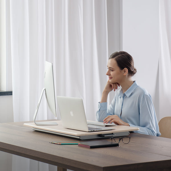 ThingyClub Standing Desk Converter Height Adjustable Sit to Stand fits Laptop and Monitor, 765 x 51 mm working surface, 55~430mm Adjust Height, Load up to 11.3 KG (ID-30))