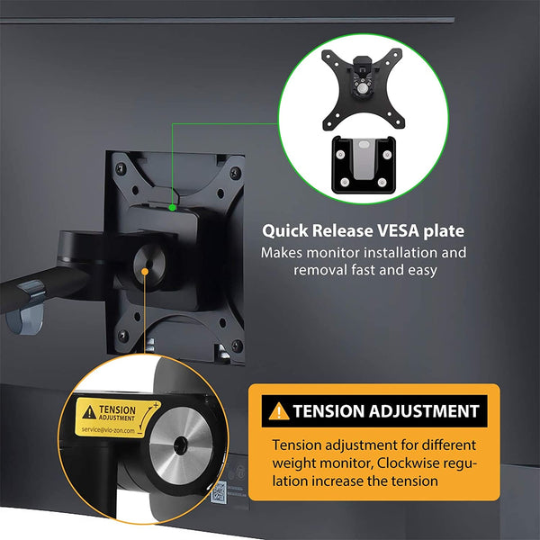 ThingyClub Dual Arm Laptop and Monitor Stand – Single Height Adjustable Gas Spring laptop Arm and Single Arm Stand/Holder Swivel Monitor Desk Mount Fits 17 to 27 inch Computer Screen
