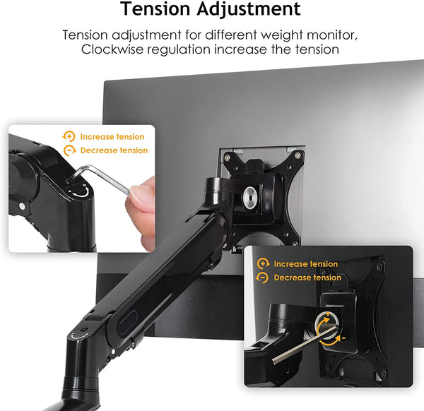 ThingyClub Dual Arm Laptop and Monitor Stand – Single Height Adjustable Gas Spring laptop Arm and Single Arm Stand/Holder Swivel Monitor Desk Mount Fits 17 to 27 inch Computer Screen
