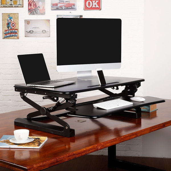 ThingyClub Sit Stand Gas Adjustable Desk (Black)-Top Workstation