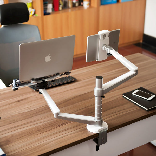 Adjustable Laptop & Tablet Dual Desk Mount Bracket  (REFURBISHED)