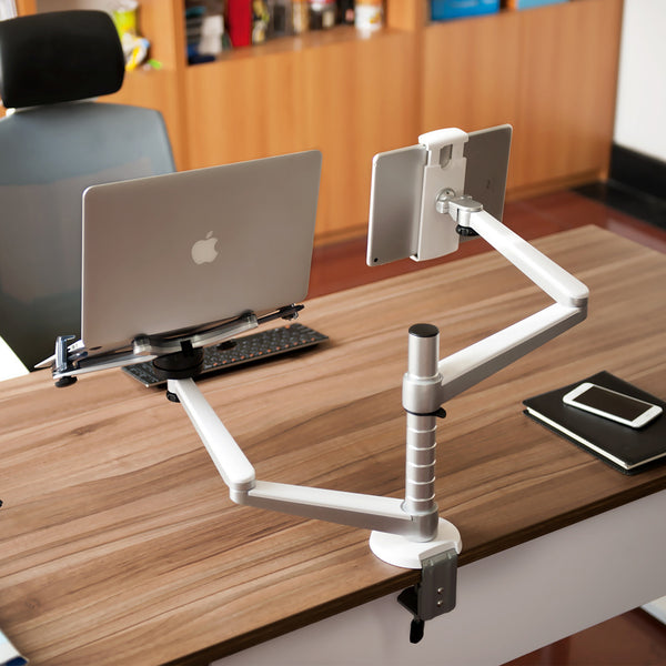 Adjustable Laptop & Tablet Dual Desk Mount Bracket