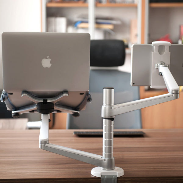 Adjustable Laptop & Tablet Dual Desk Mount Bracket  (REFURBISHED)