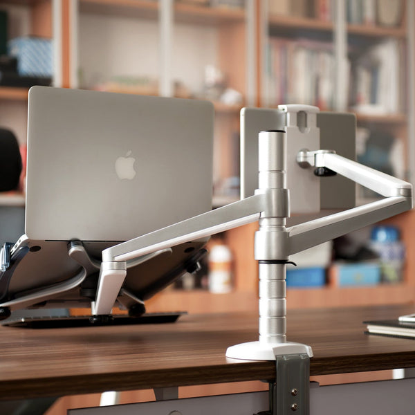 Adjustable Laptop & Tablet Dual Desk Mount Bracket  (REFURBISHED)