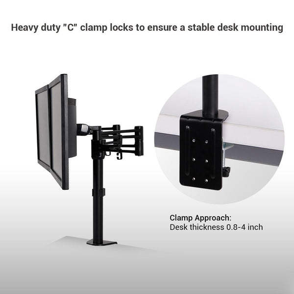 ThingyClub Full Motion Computer Monitor Arm Desktop Mount Stand Workstation Support Bracket Holder (Dual Monitor)