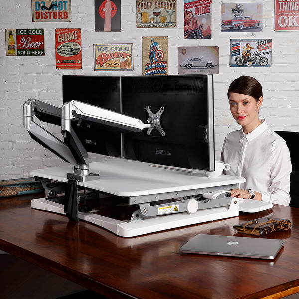 ThingyClub Small Sit Stand Gas Height Adjustable Standing Desk - 69cm Wide Platform Adjustable Standing Desk Riser