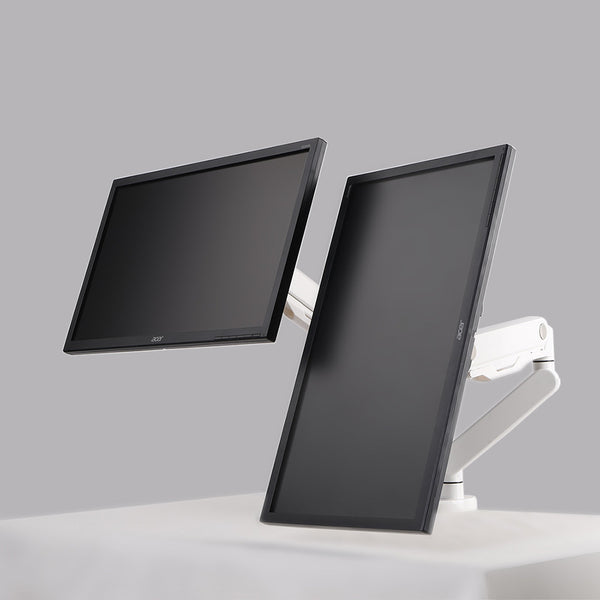 THINGYCLUB WHITE ADJUSTABLE DUAL ARM DESK MOUNT BRACKET