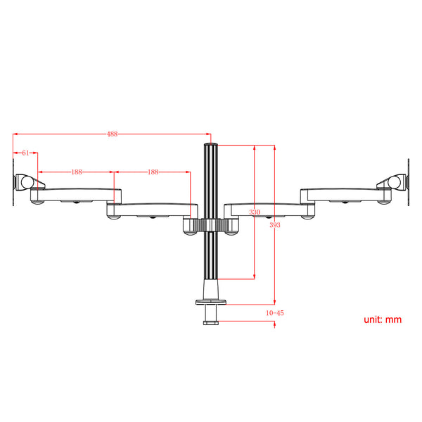 ThingyClub Adjustable Double Twin Monitor Desk Mount Bracket stand (Dual Long Arm)