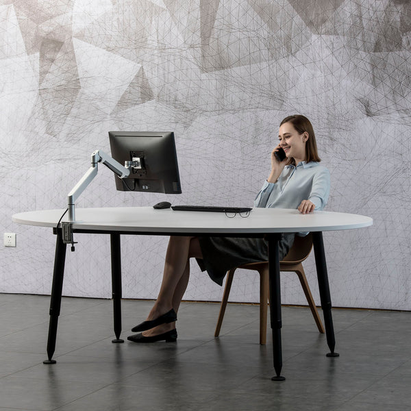 ThingyClub Single Gas Spring LCD Arm Desk VESA Bracket & Monitor Arm Stand for 10"-27" Screens: Tilt up 90°/down 85°, Swivel left/right 180°, 360° Rotation