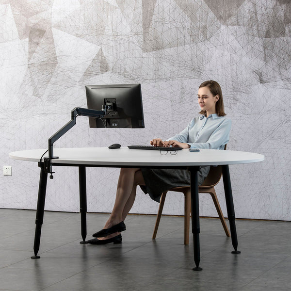 ThingyClub Single Gas Spring LCD Arm Desk VESA Bracket & Monitor Arm Stand for 10"-27" Screens: Tilt up 90°/down 85°, Swivel left/right 180°, 360° Rotation (REFURBISHED)