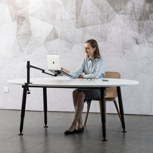 ThingyClub® Adjustable Aluminium Universal 2 in 1 Single Laptop Notebook or Tablet Desk Mount Arm Stand Bracket with Tilt and Swivel (REFURBISHED)