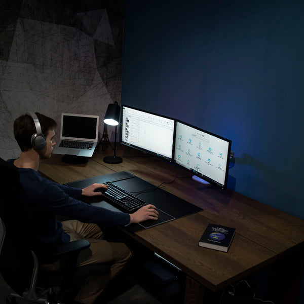 ThingyClub® Dual Gas Spring LCD Arm Desk VESA Bracket & Monitor Arm Stand for 10"-27" Screens: Tilt up 90°/down 85°, Swivel left/right 180°, 360° Rotation