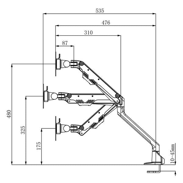ThingyClub Slim Profile Gas Spring Single LCD Arm Desk Monitor Mounts Fits 10"-30" Monitor