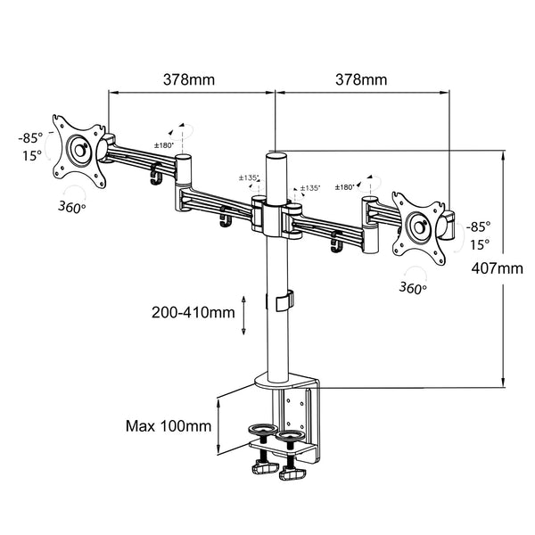 ThingyClub Full Motion Computer Monitor Arm Desktop Mount Stand Workstation Support Bracket Holder (Dual Monitor)
