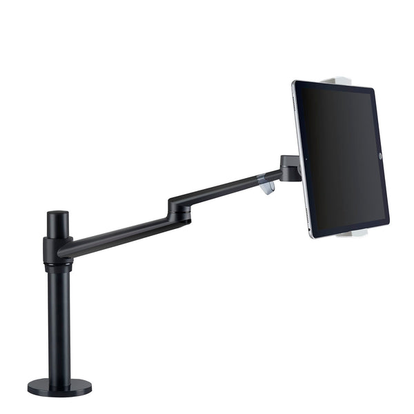 ThingyClub® Adjustable Aluminium Universal 2 in 1 Single Laptop Notebook or Tablet Desk Mount Arm Stand Bracket with Tilt and Swivel (Silver, Black)