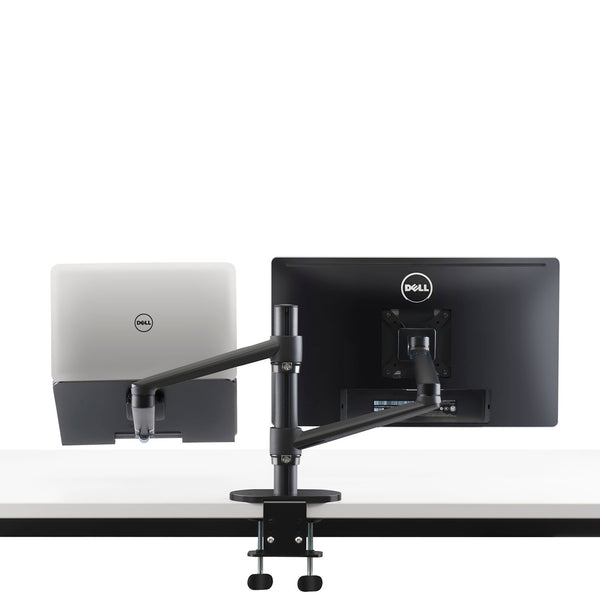 ThingyClub® Adjustable Aluminium Universal Laptop & Monitor Desk Mount Monitor Arm Stand Bracket with Tilt and Swivel (Black, Silver)