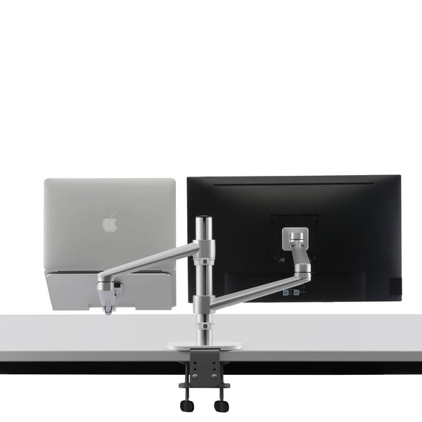 ThingyClub® Adjustable Aluminium Universal Laptop & Monitor Desk Mount Monitor Arm Stand Bracket with Tilt and Swivel (Black, Silver)