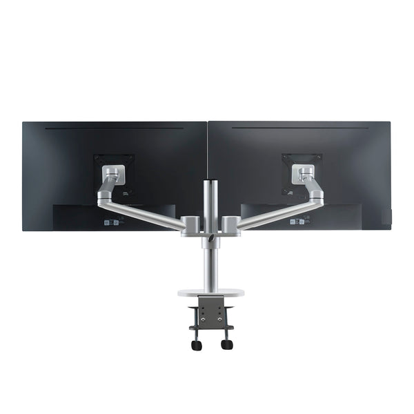 ThingyClub® Dual LCD Arm Desk VESA Bracket & Monitor Arm Stand for 10"-27" Screens: Tilt up 90° /down 85°, Swivel left / right 180°, 360° Rotation (Black, Silver)