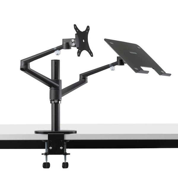 ThingyClub® Adjustable Aluminium Universal Laptop & Monitor Desk Mount Monitor Arm Stand Bracket with Tilt and Swivel (Black, Silver) (REFURBISHED)