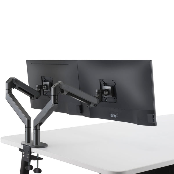 ThingyClub® Dual Gas Spring LCD Arm Desk VESA Bracket & Monitor Arm Stand for 10"-27" Screens: Tilt up 90°/down 85°, Swivel left/right 180°, 360° Rotation