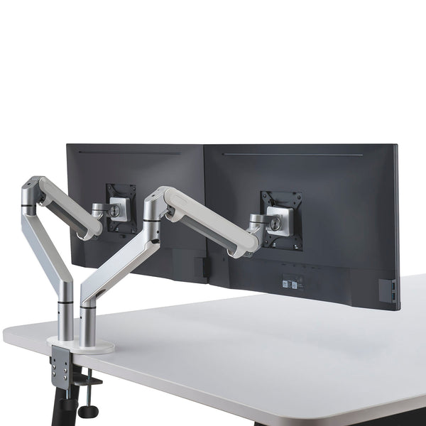 ThingyClub® Dual Gas Spring LCD Arm Desk VESA Bracket & Monitor Arm Stand for 10"-27" Screens: Tilt up 90°/down 85°, Swivel left/right 180°, 360° Rotation